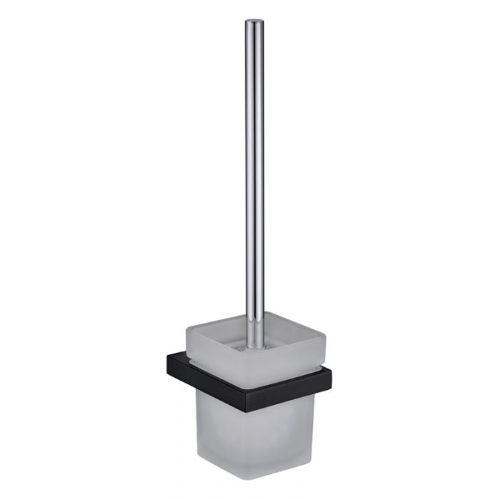 Acl Eden Toilet Brush and Holder Chrome, Matte Black, Chrome and White