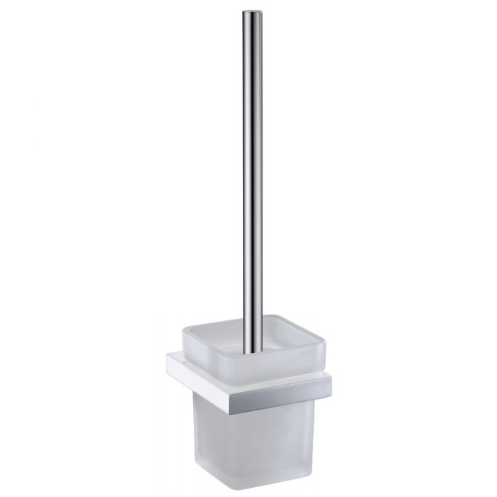 Acl Eden Toilet Brush and Holder Chrome, Matte Black, Chrome and White