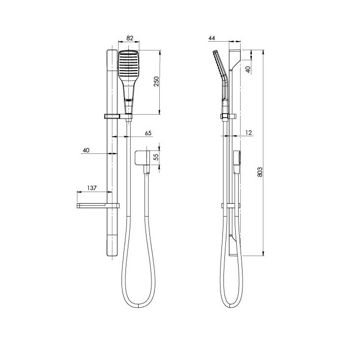 Phoenix NX Cape Shower and Rail Chrome w/ Matte Black
