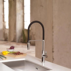 Parisi Libera Kitchen Mixer Chrome with Black Spring Spray - Chrome/Black