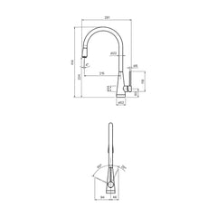 Parisi Ycon Kitchen Mixer with Pull-out Spray - Carbon Satin