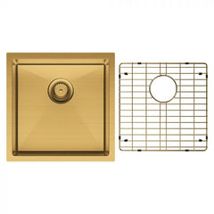 Fienza Hana 450mm x 450mm PVD Rugged Brass Single Bowl Sink - Complete Kit