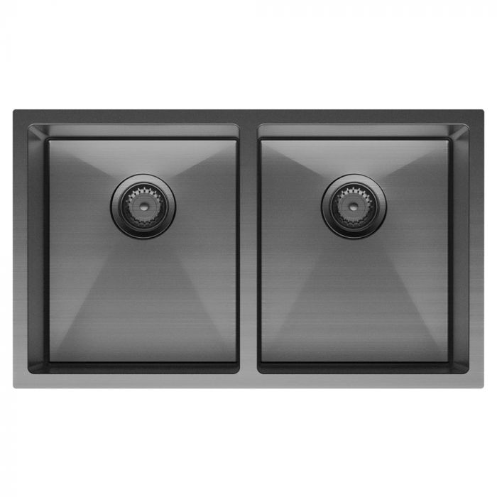 Fienza Hana 760mm x 450mm Double Bowl Kitchen SInk - PVD Carbon Metal