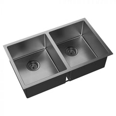 Fienza Hana 760mm x 450mm Double Bowl Kitchen SInk - PVD Carbon Metal