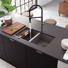 Fienza Hana 760mm x 450mm Double Bowl Kitchen SInk - PVD Carbon Metal