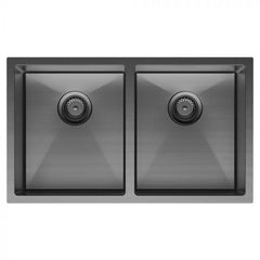 Fienza Hana 760mm x 450mm Double Bowl Kitchen SInk - PVD Carbon Metal