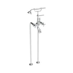 Abey Armando Vicario Provincial Exposed Hob Freestanding Bath Filler - Brushed Nickel