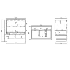 Otti 750mm Boston CABINET ONLY Matte White