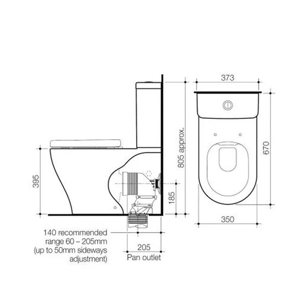 Caroma Luna Cleanflush Wall Faced Suite - Back Entry