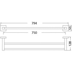 Acl Sara Square Double Towel Rail