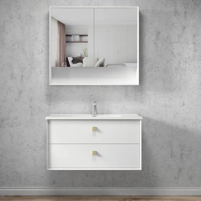 Otti 900mm Boston Matte White Wall Hung Vanity