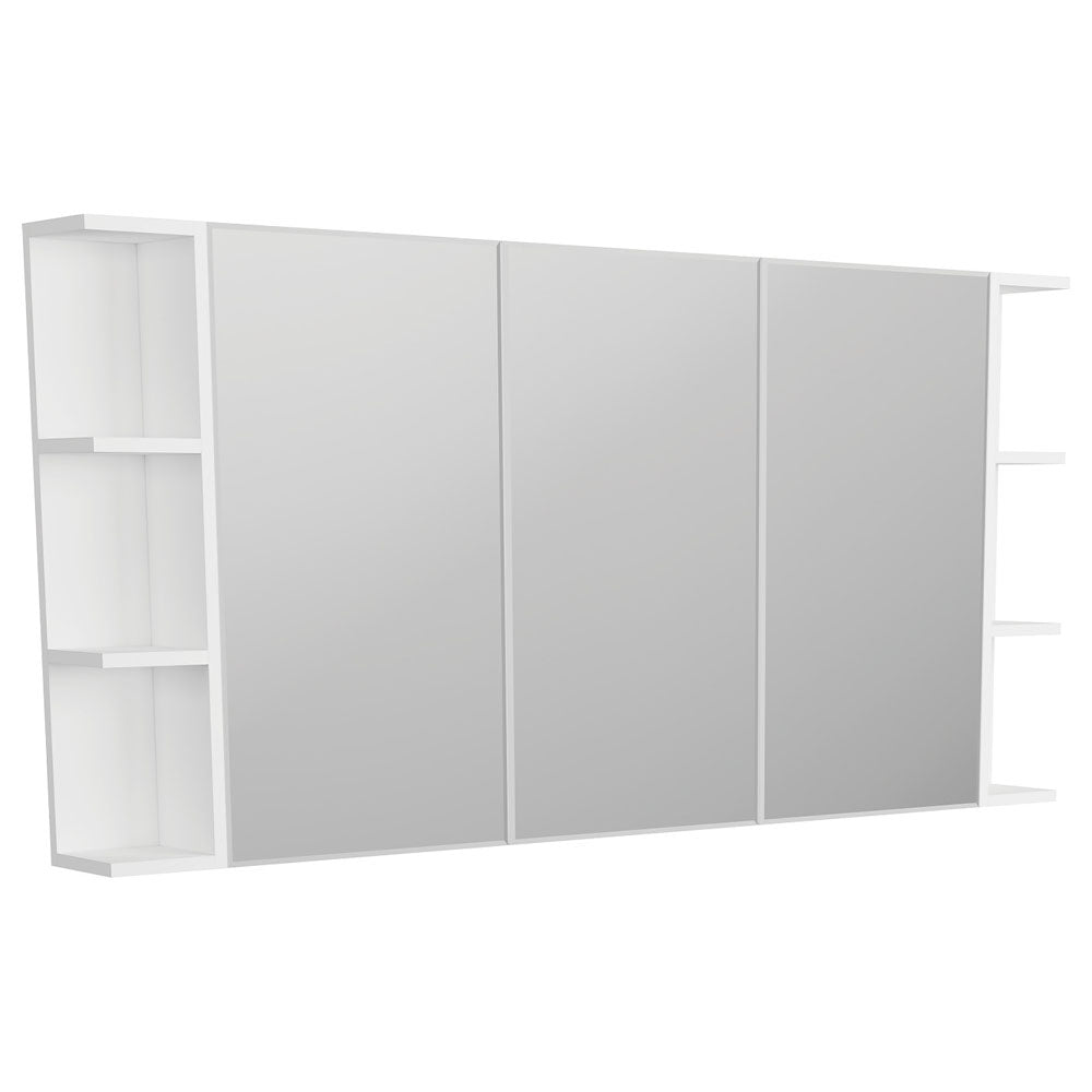 Fienza Bevel Edge 1200 Mirror Cabinet, 2 Side Shelves