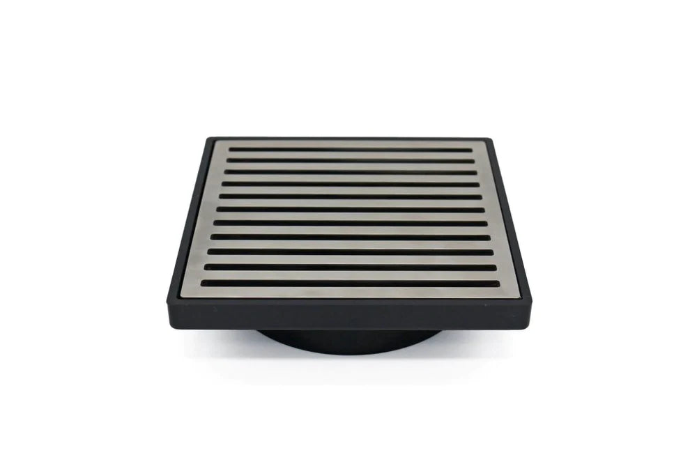 Grates2Go Slimline UPVC Point Drain With Contempo Grate Black 117mm