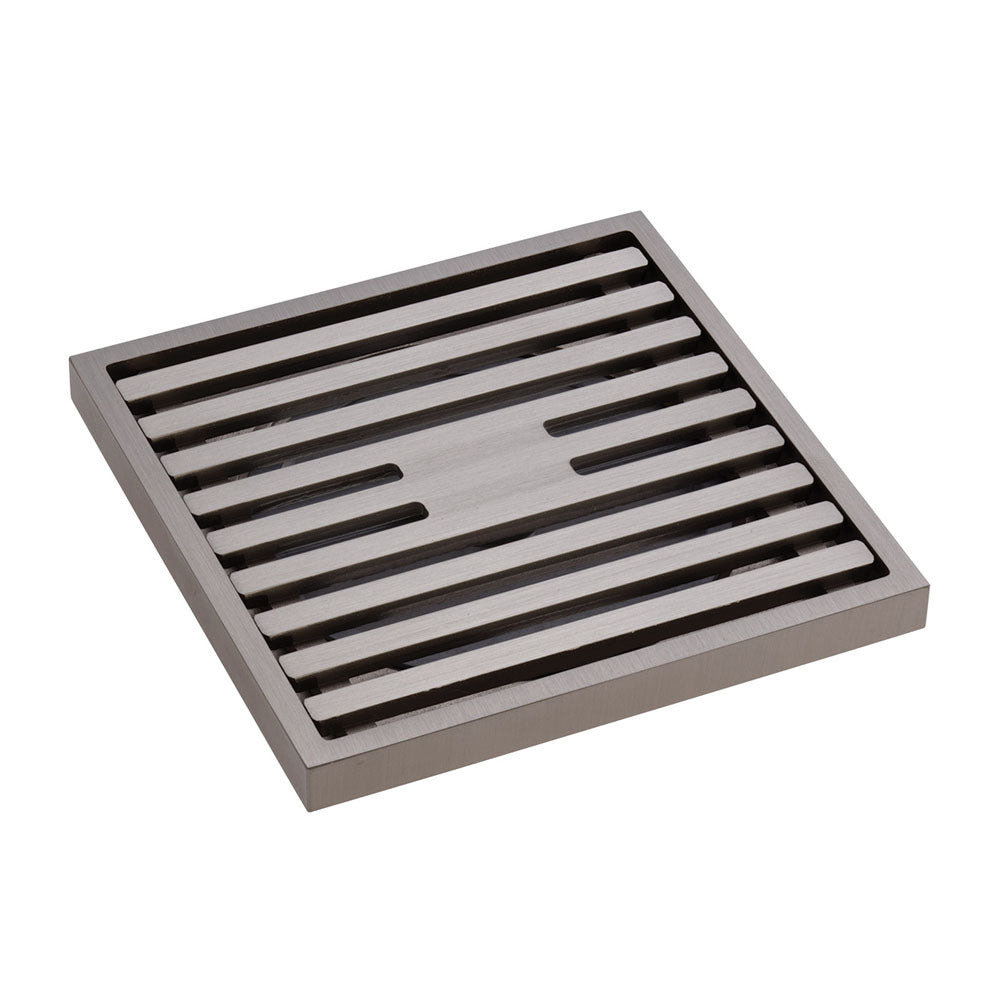 Fienza Square Slim Grate Floor Waste, 88mm Outlet, Brushed Nickel