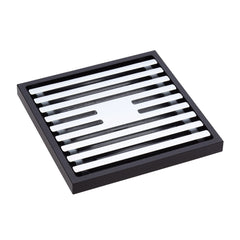 Fienza Square Slim Grate Floor Waste, 88mm Outlet, Matte Black & Chrome