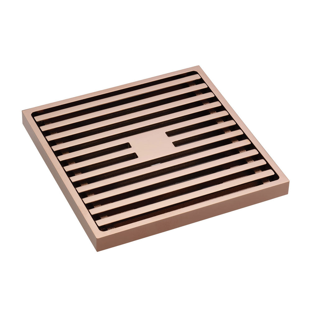 Fienza Square Slim Grate Floor Waste, 88mm Outlet, Rose Gold