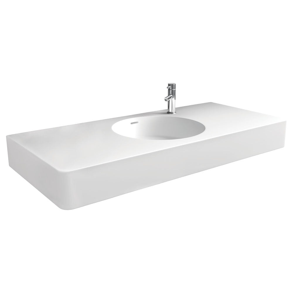 Encanto 1200 Cast Stone Wall Basin, Centre Bowl, 1 Tap Hole