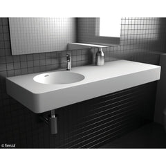 Encanto 1200 Cast Stone Wall Basin, Left-Hand Bowl, 1 Tap Hole