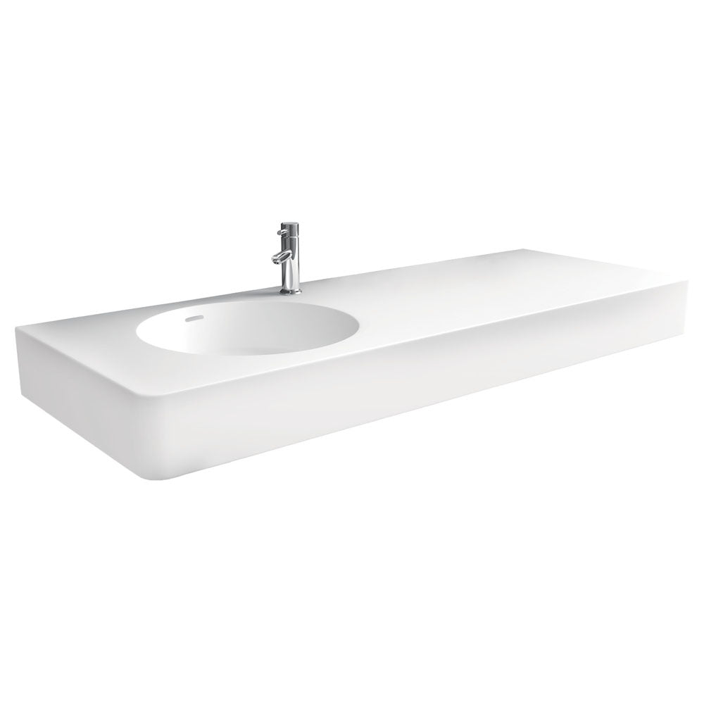 Encanto 1200 Cast Stone Wall Basin, Left-Hand Bowl, 1 Tap Hole