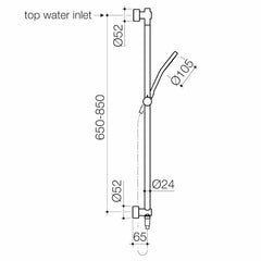 Clark Round Rail Shower (Top Inlet) - Black