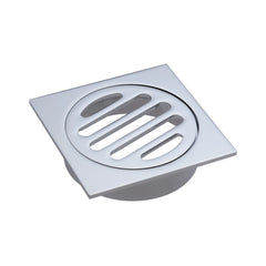 Fienza Square Floor Waste, Round Grate, 80mm Outlet