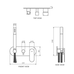 Parisi Ellisse II Wall Mixer with 2-Way Diverter with Handshower | Matt Black