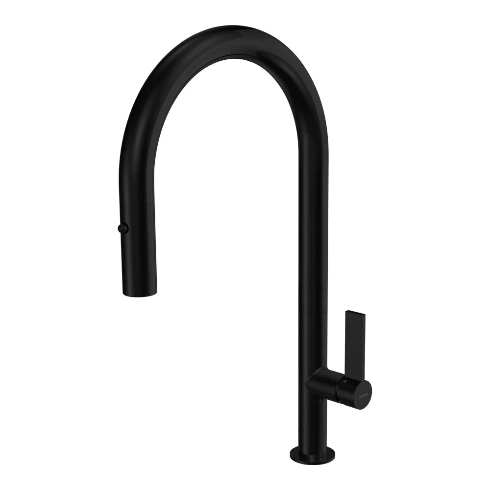 Parisi Ergo 30 Kitchen Mixer with Round Spout and Pull Out Spray - Matt Black