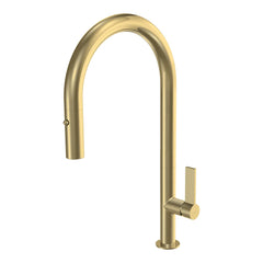 Parisi Ergo 30 Kitchen Mixer with Round Spout and Pull Out Spray - Brushed Brass