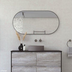 Fienza Empire Matte Black Framed Mirror, 450 x 900mm