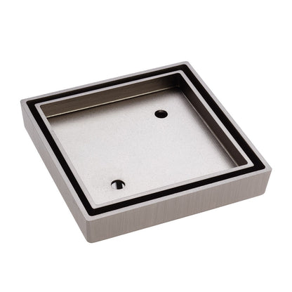 Fienza Square Tile Bed Floor Waste, 75mm Outlet, Brushed Nickel