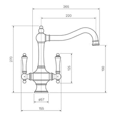 Parisi Hermitage Kitchen Twinner - Pewter