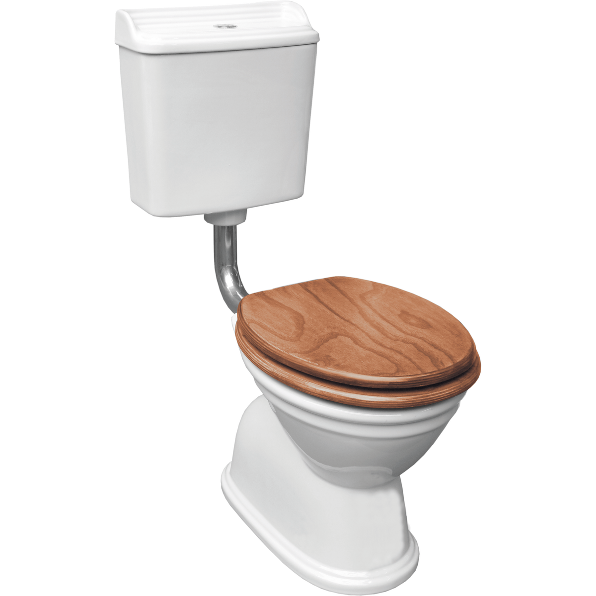 Colonial Feature S Trap Toilet Suite, Oak Seat