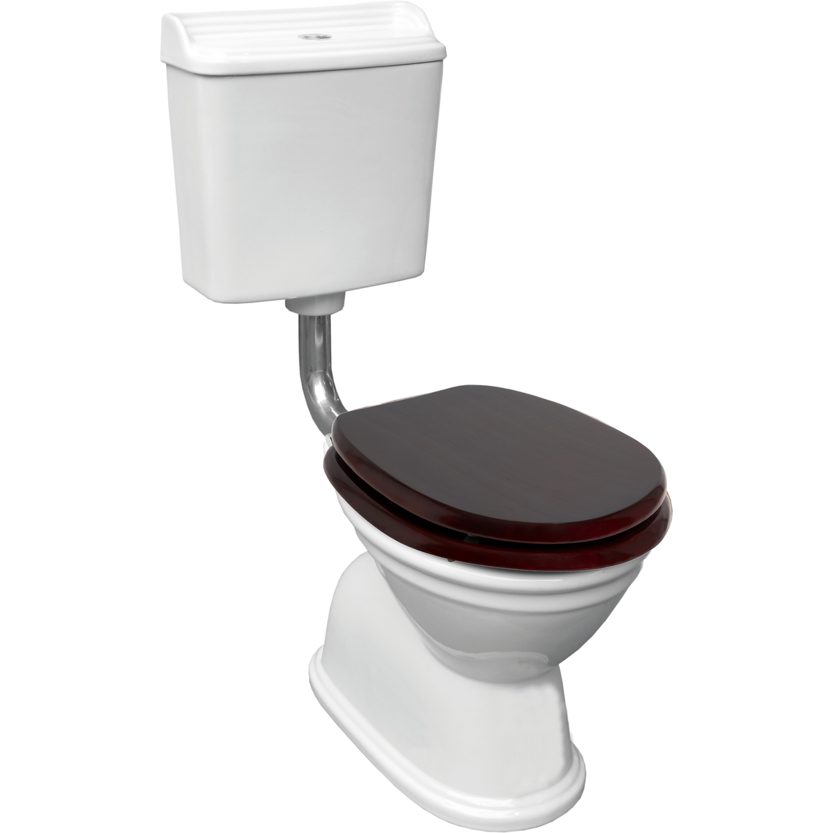 Colonial Feature S Trap Toilet Suite, Mahogany Seat