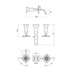 Parisi Jazz Wall Basin/Bath Set with Spout | Chrome