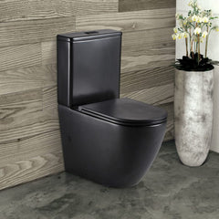 Fienza Koko Slim Seat Back-to-Wall Toilet Suite, Matte Black