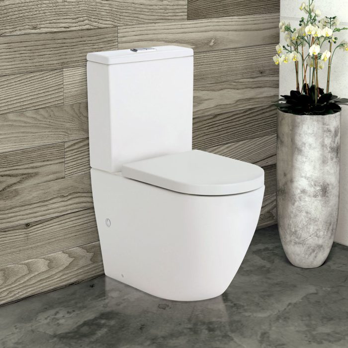 Fienza Koko Back-to-Wall Toilet Suite, Matte White