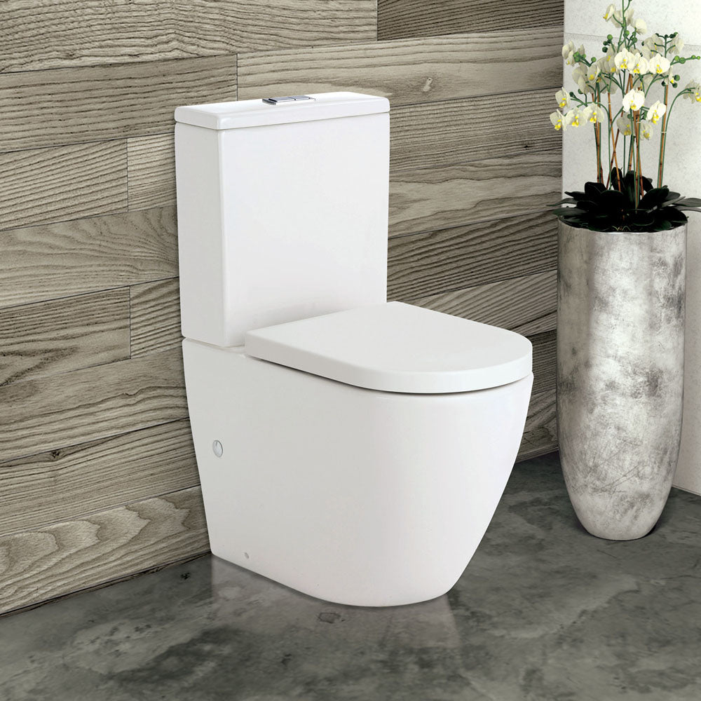Fienza Koko Back-to-Wall Toilet Suite, Gloss White