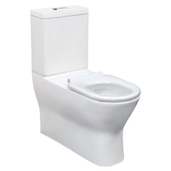 Fienza Delta Care Back-to-Wall Toilet Suite, White Seat, Slim Buttons