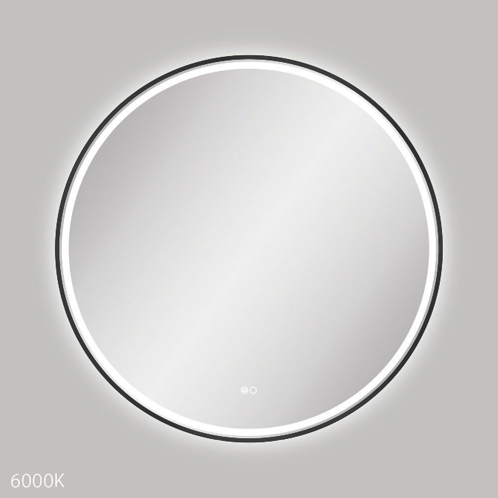 Fienza Reba LED Matte Black Framed Mirror, 900mm