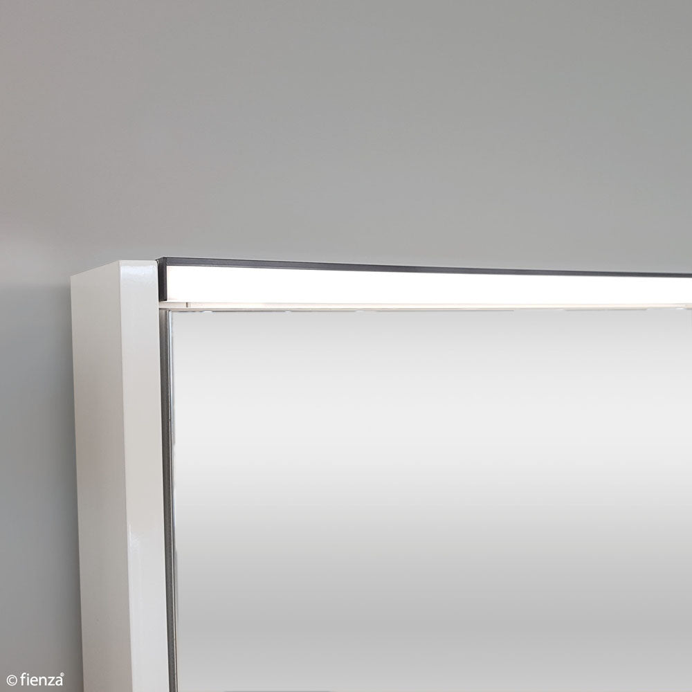 Fienza 1200 LED Mirror Cabinet with Display Shelf, Satin White