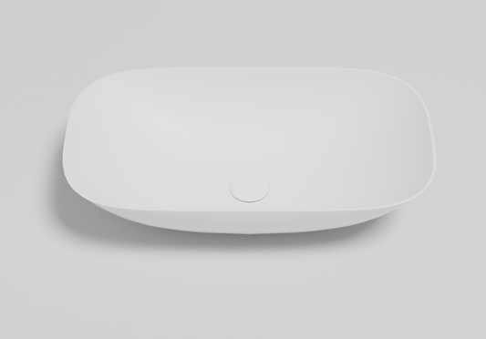 Perry Solid Surface Stone Above Counter Basin matt white