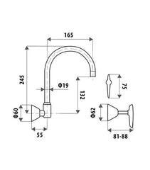 Kirra Lever Wall Mount Sink Tap Set