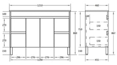 1200mm X 460mm PVC Floor Standing Vanity Legs