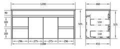 1200mm x 460mm PVC Wall Hung Vanity