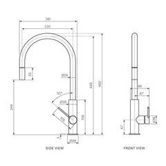 Parisi Envy II Arch Kitchen Mixer with Pull-out Spray - Matt Bronze