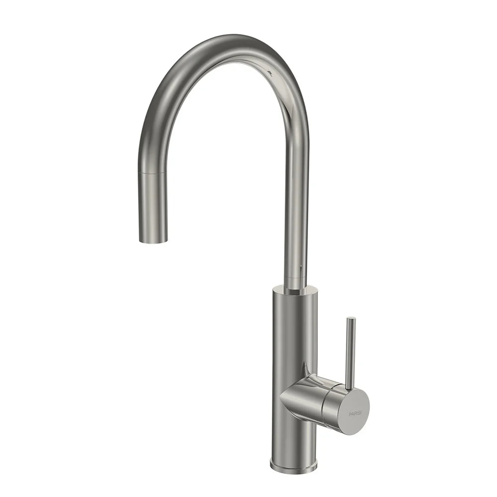 Parisi Envy II Arch Kitchen Mixer with Pull-out Spray - Brushed Nickel