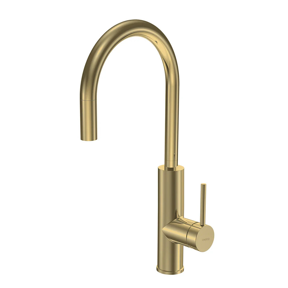 Parisi Envy II Arch Kitchen Mixer with Pull-out Spray - Brushed Brass