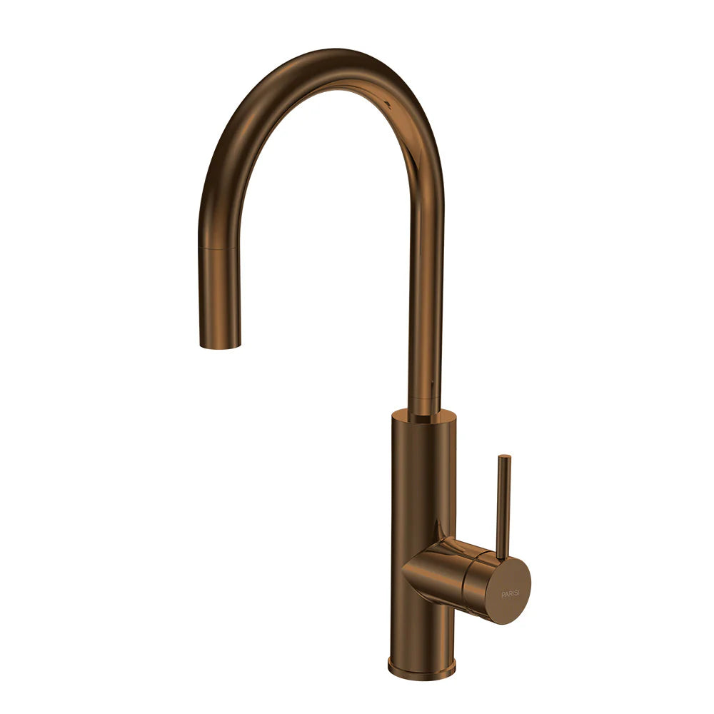 Parisi Envy II Arch Kitchen Mixer with Pull-out Spray - Matt Bronze