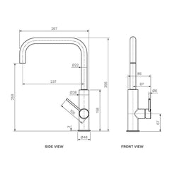 Parisi Envy II Kitchen Mixer with Square Spout - Brushed Nickel