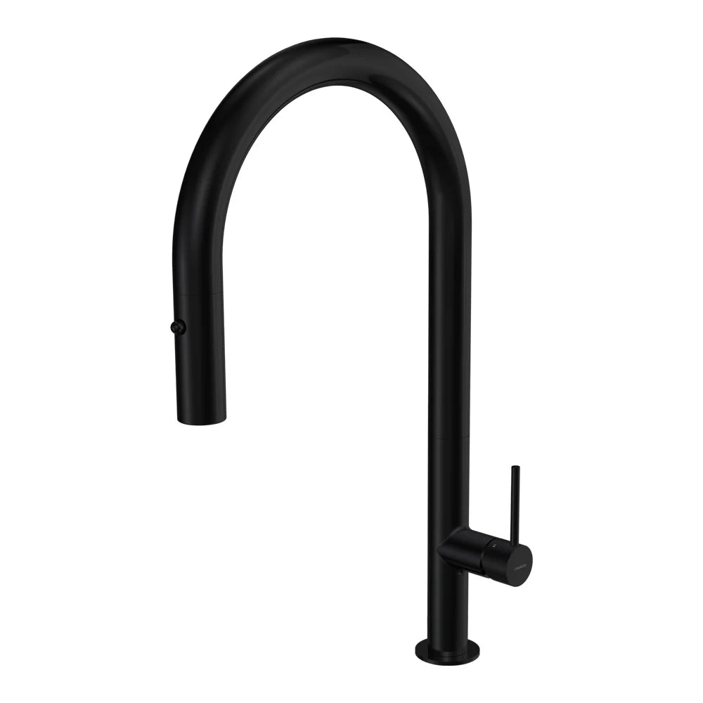 Parisi Envy 30 Kitchen Mixer with Round Spout and Pull Out Spray - Matt Black